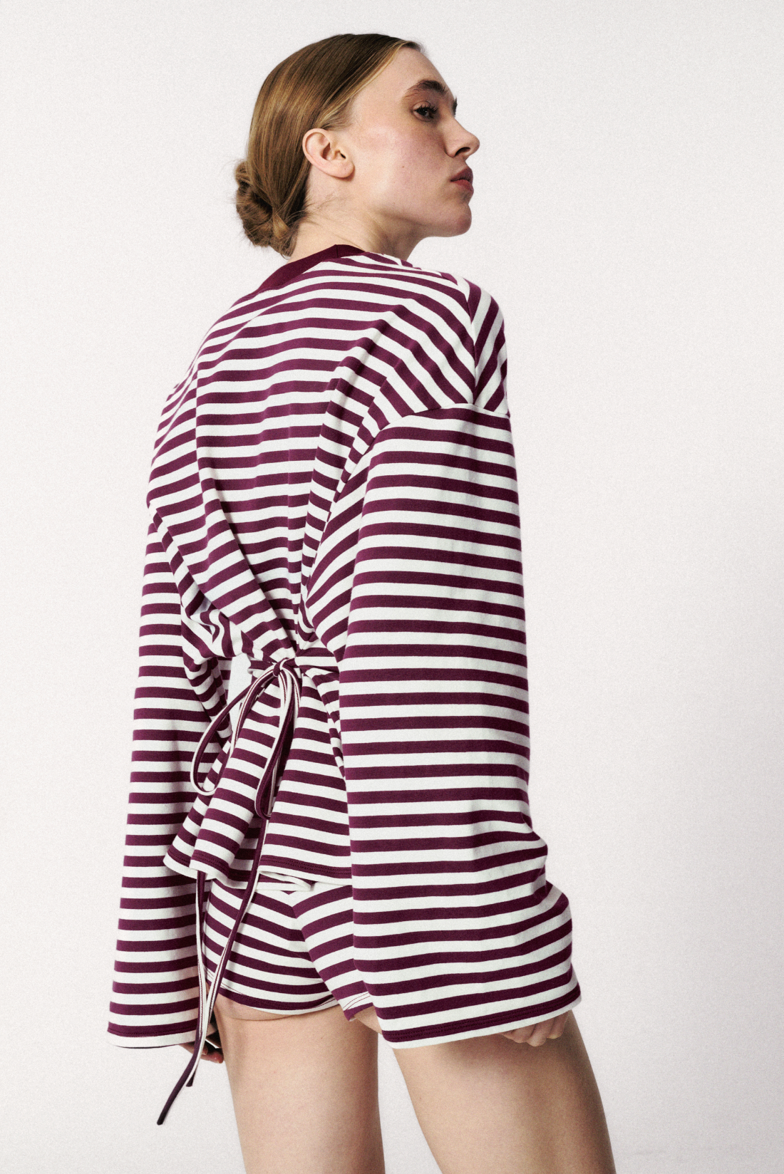 MANCHES LONGUES OVERSIZED MÛRE & ÉCRU