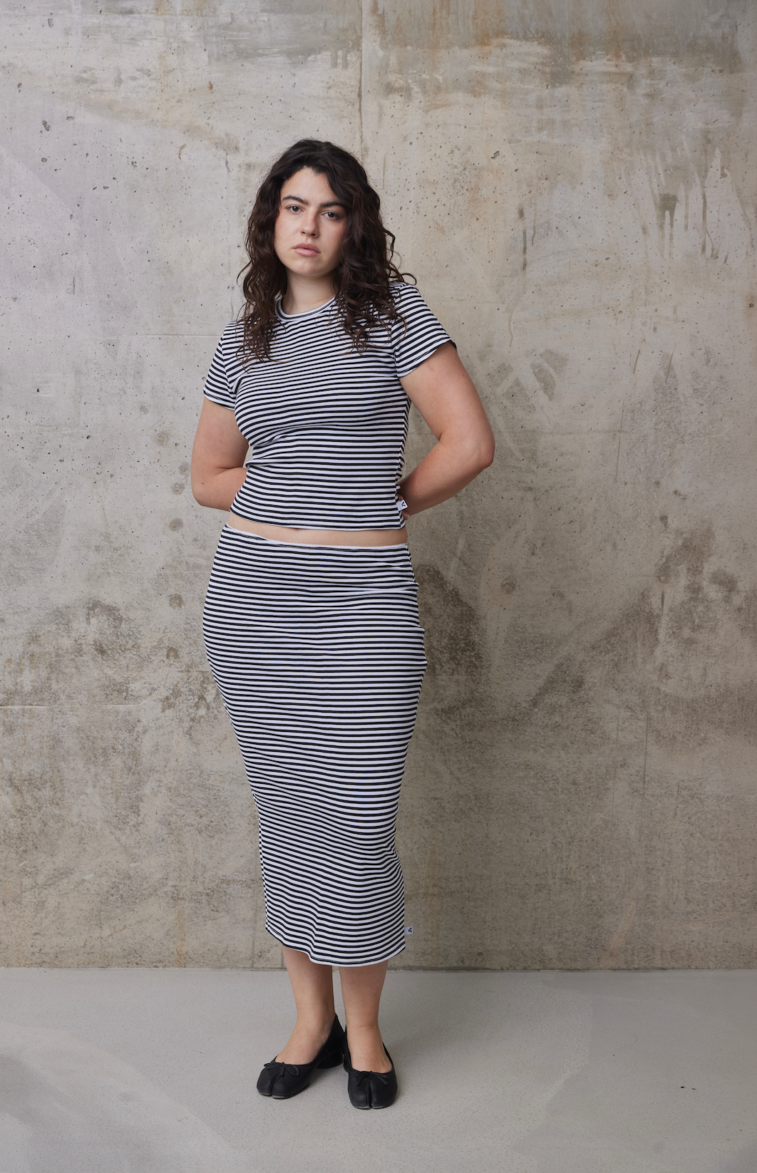 JUPE MI LONGUE RAYÉE TAILLE BASSE
