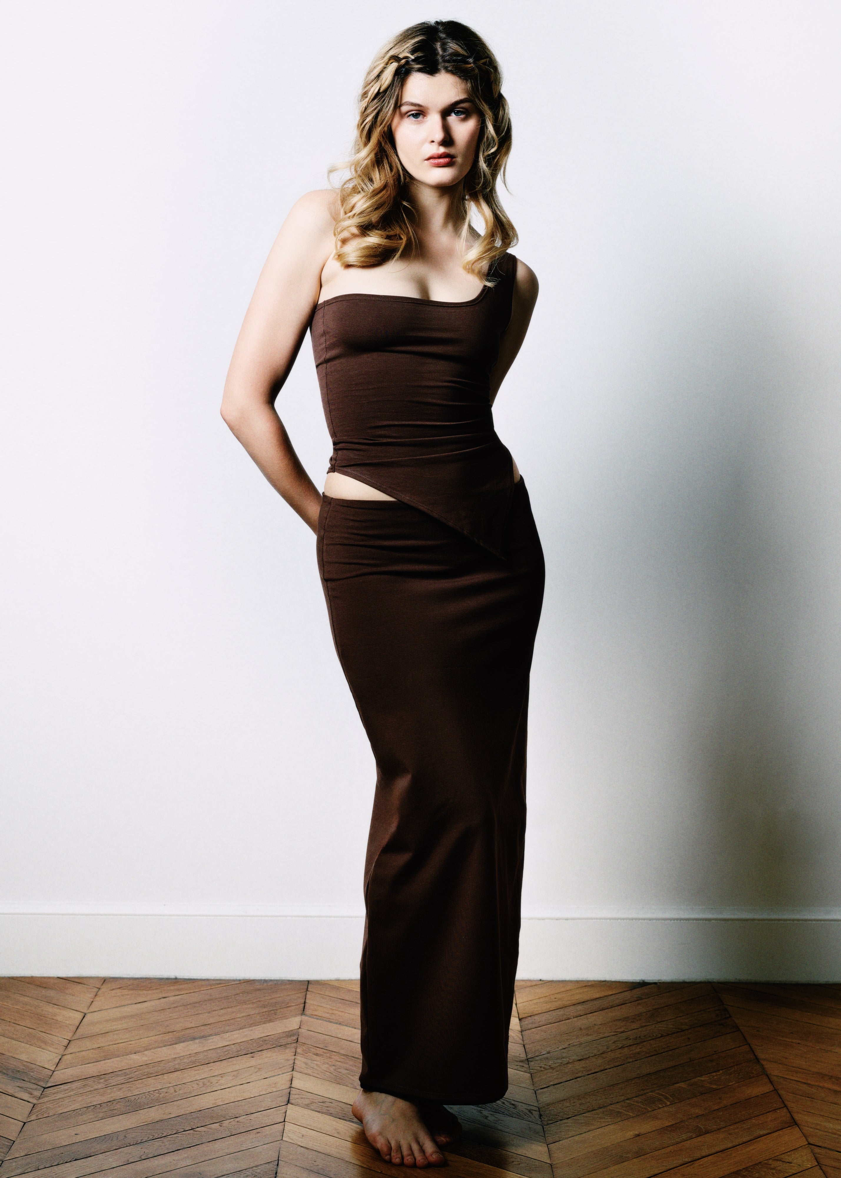 REVERSIBLE BROWN AND BLACK SKIRT 