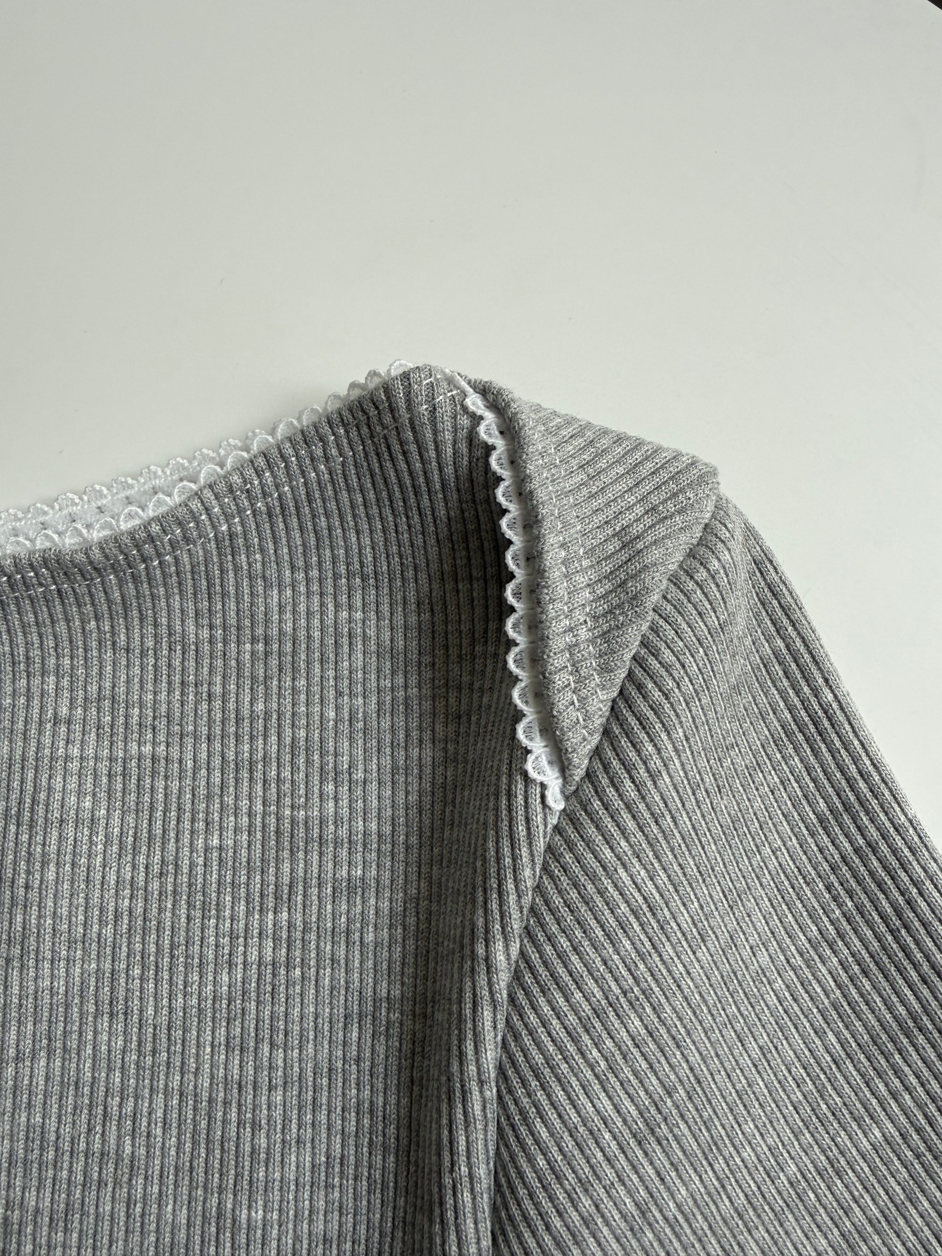 MIRA RIBBED GREY LONG SLEEVE